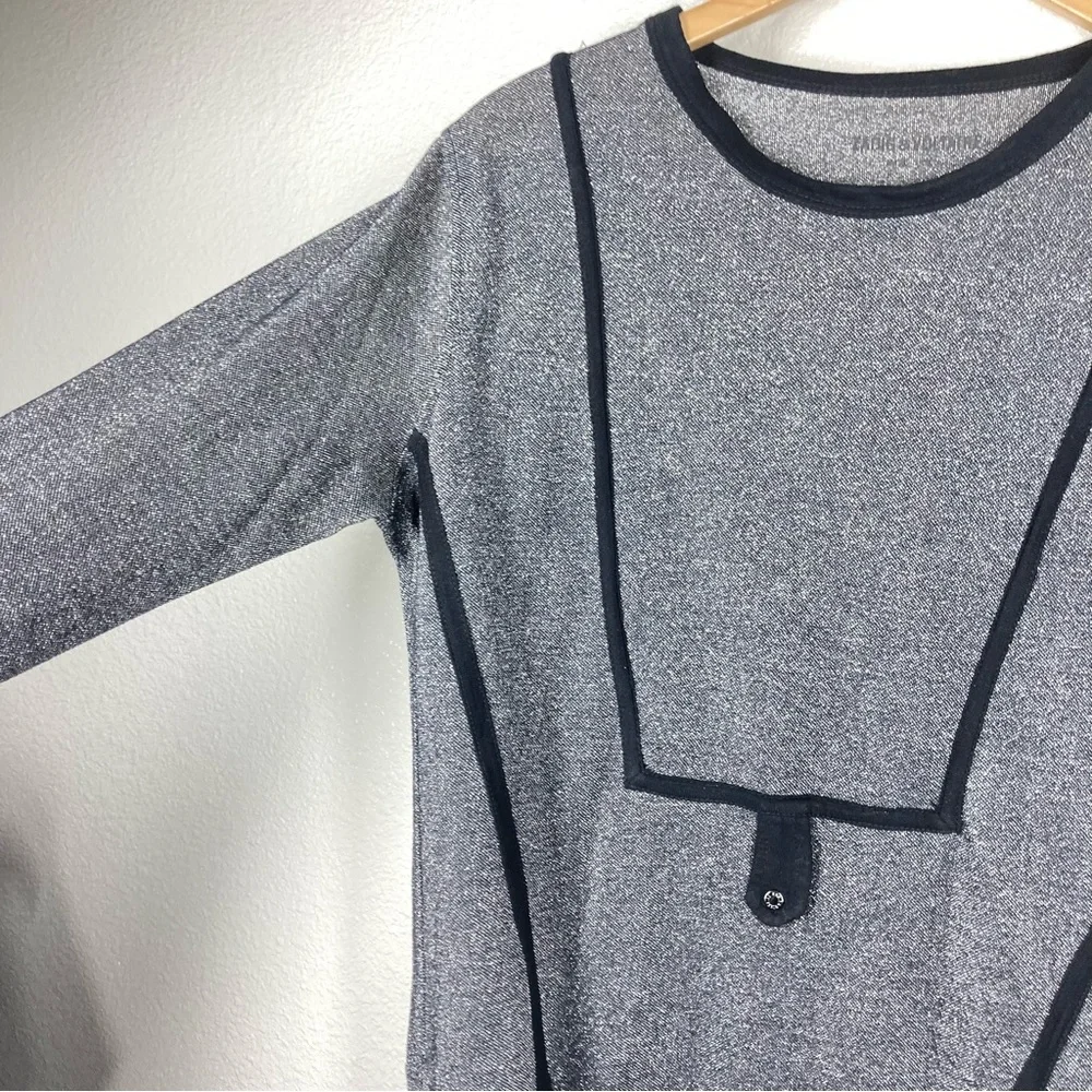Zadig & Voltaire Metallic Dress Small Crew Neck Long Sleeves Silver Black - Picture 8 of 16